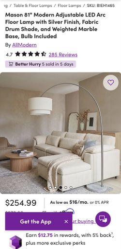 Modern Brushed Metal Arc Floor Lamp with Marble Base