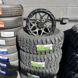 LT 285/70/17 TBB MUD TERRAIN TIRES AND NEW LOCK RIMS 17” 6X139.7 TOYOTA TACOMA 4RUNNER CHEVY GMC SIERRA Silverado