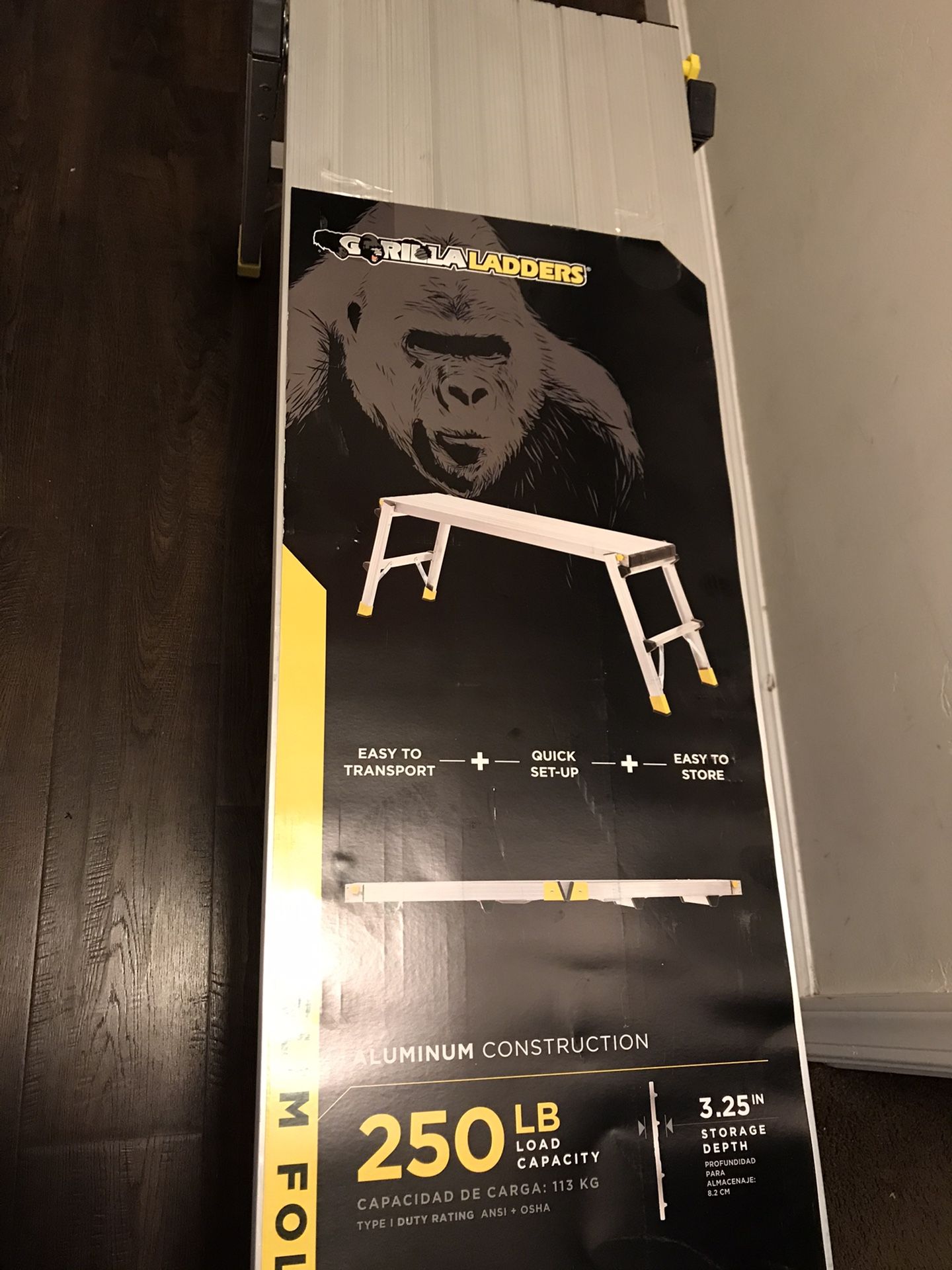 Brand New Gorilla Ladders 47.25 in. x 12 in. x 20 in. Aluminum Slim-Fold Work Platform