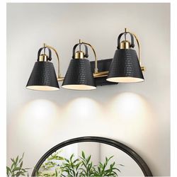 Black and Gold Vanity Light, 3-Lights