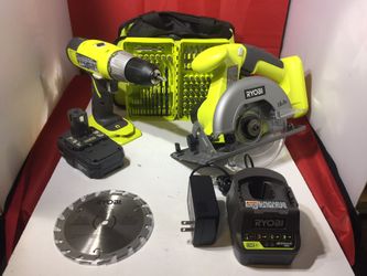 18 VOLT 1/2 inch 2 Speed Drill 2 Speed 5-1/2 inch Circular Saw w/ Charger, Battery, Drive Kit