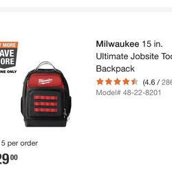 Milwaukee 15” jobsite tool backpack