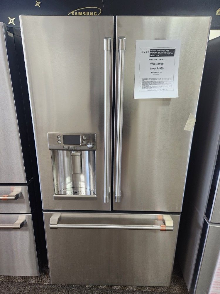 22.2 cu. ft. Smart French Door Refrigerator with Hot Water Dispenser in Stainless Steel, Counter Depth and ENERGY STAR