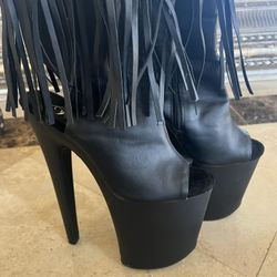 Pleaser Fringed 8 inch Boots Size 8…. 