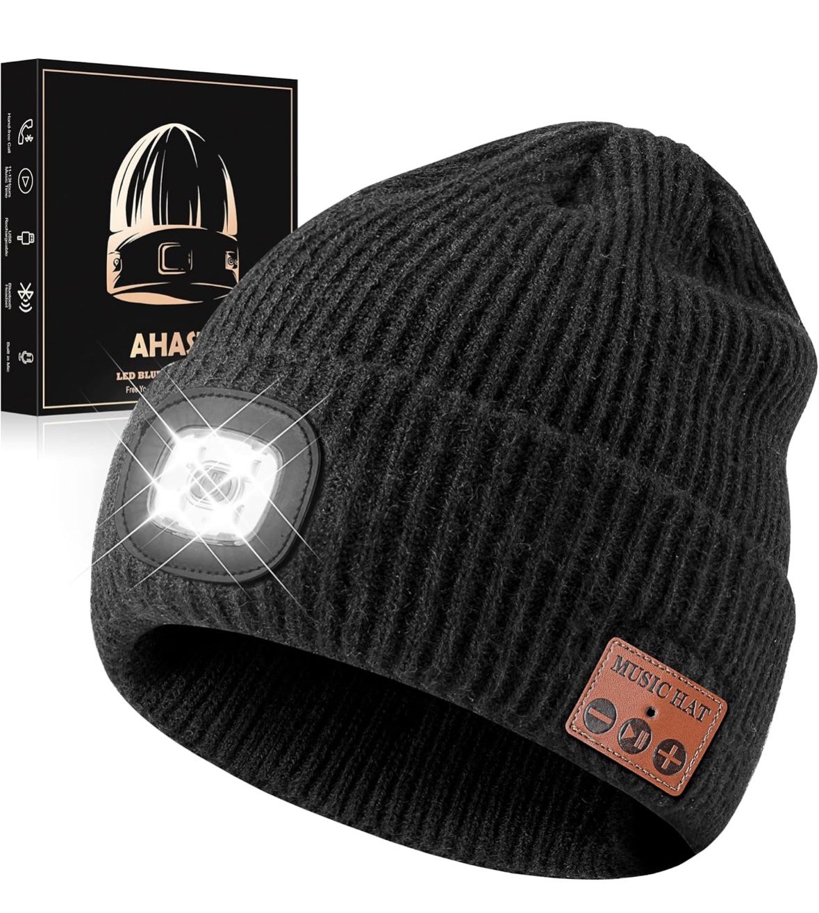 Brand New, Bluetooth Beanie with LED Light Wireless Headphones Rechargeable