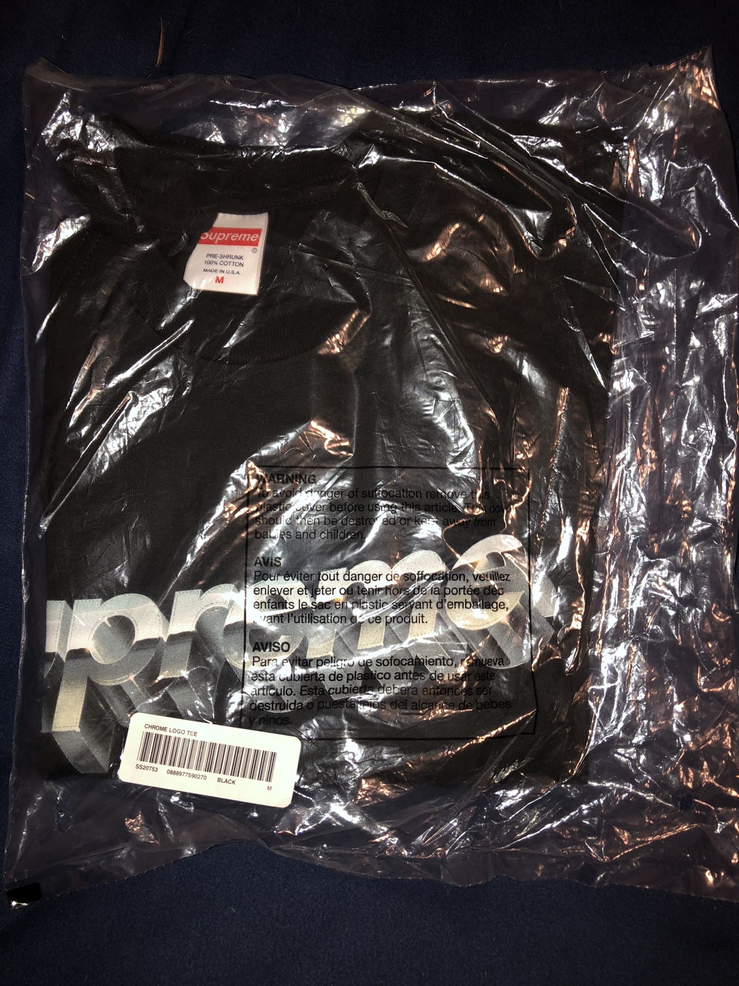 Supreme Chrome Logo Tee black size M