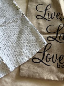 2 Brand New Pillow Cases Linen & Sequin - White