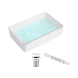 NEW! KINGWONG Vessel Sink for Bathroom 20” Modern Rectangular Above Counter 20”x 13”