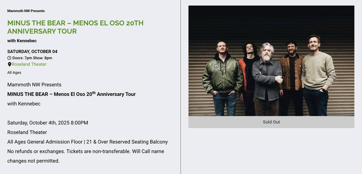 Minus The Bear Portland Tickets