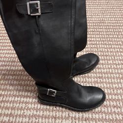 Black leather knee high boots by Born