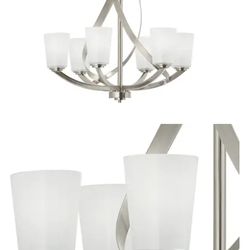 Kichler Layla 6 -Light Brushed Nickel Frosted glass Mixed material Chandelier