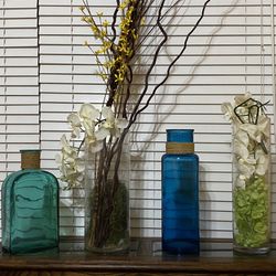 Fake Plants and Glass Vase Decorations 