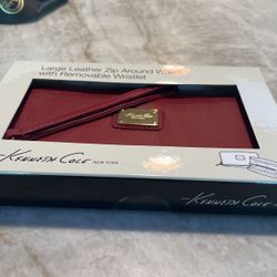 Red Leather Zip Around Wallet