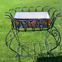 Iron planter stand and pot