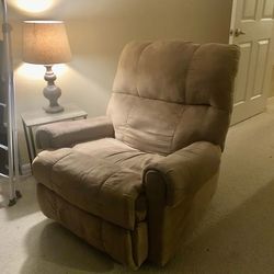 Tan microfiber recliner