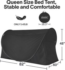 Alvantor® Pop Up Bed Tent Queen No Assembly, Queen Size Bed Canopy #2592E R8