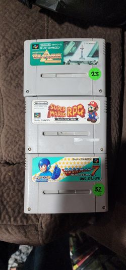 JAPANESE SUPERFAMICOM SUPER MARIO RPG, ZELDA AND ROCKMAN 7 (MEGAMAN)CARTRIDGES