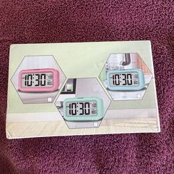 Brand new -Peakeep Night Light Digital Alarm Clock Battery Operated with Indoor Temperature, Desk Small Clock (Mint)