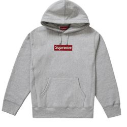 Supreme x Swarovski Heather Grey Box Logo Hoodie