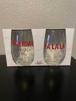 2 Set Of Stemless Wine Glass (Xmas) Read Below