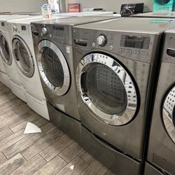 LG stainless steel Frontload washer and dryer set electric