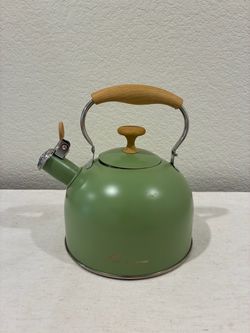 Tinlon Enamel Green Whistling Tea Kettle