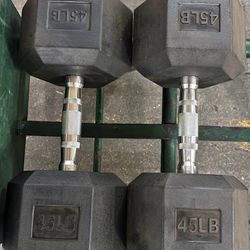 Hex Rubber Dumbbell Pair 45lb - $100+tax