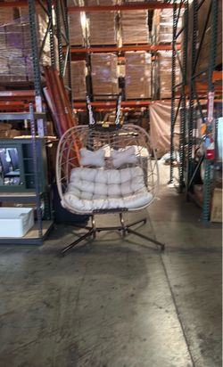 New Assembled 700lbs Capacity Double Egg Chair Swing with Stand