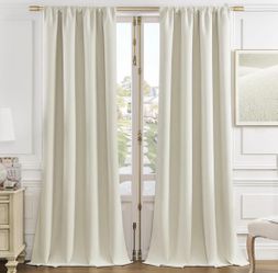 Joydeco White Velvet Curtains 96 Inches 2 Panels, Luxury Thermal Insulated Soft White Curtains for Bedroom & Living Room, Room Darkening Velvet Drapes
