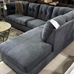 LH 👉$39 Down Payment  For Financing 👉Marleton Almost Green L Shaped Sleeper Sectional Couch With Chaise