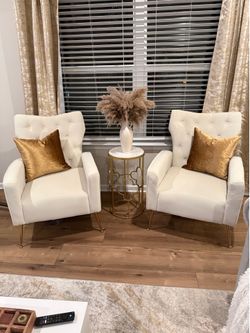 2 Cream Upholstered Chairs