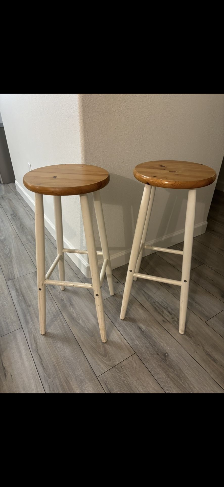 Two Vintage IKEA Bar Stools (solid Wood)