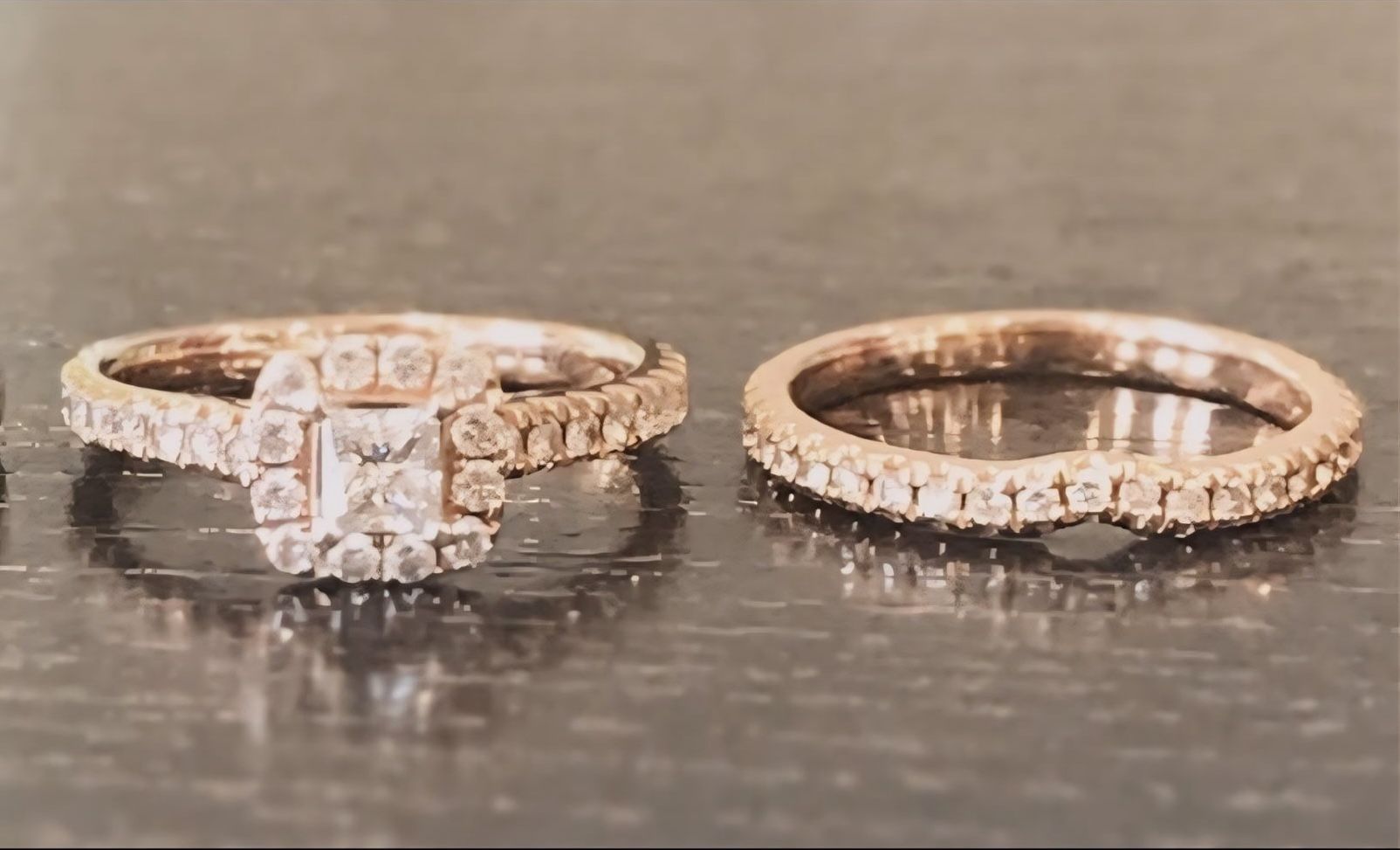Rose Gold Diamond Wedding Ring Set