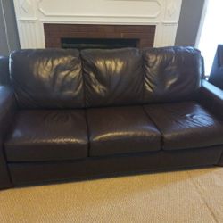 Leather Sofa With 2 Arm Chairs