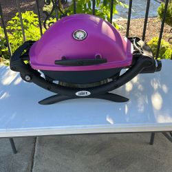 Weber Q Q1200 Pink Small Portable Propane Grill BBQ Camp Asador 