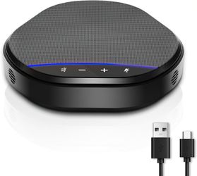 USB Conference Speakerphone 360° Mic AI Noise Reduction for Zoom Teams Meeting