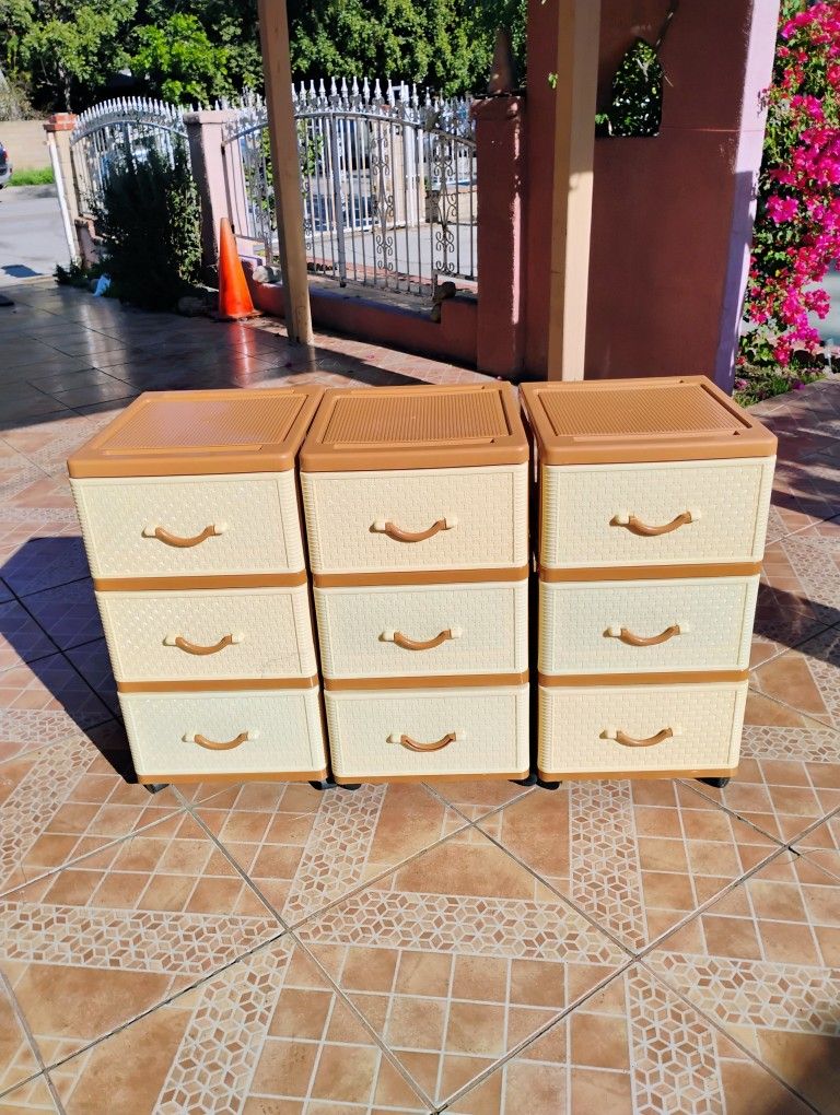 3 Vintage Plastic Drawers 