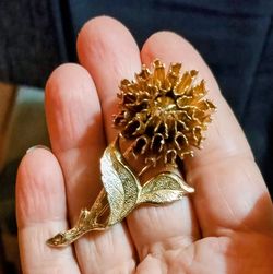 Vintage 1960s Rare Emmonns Brooch 3D Flower GoldTone Authentic with stamp Great Condition Collectibl