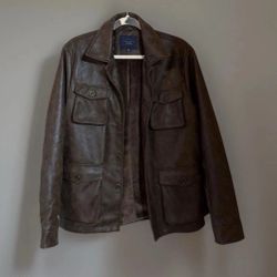 Marc Asher New York Men’s Brown Faux Leather Jacket Size Medium Classic Style