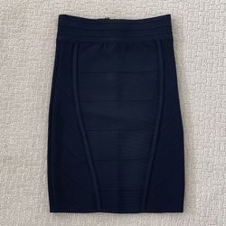 BEBE black bodycon bandage high waist midi skirt w/ zipper back, S