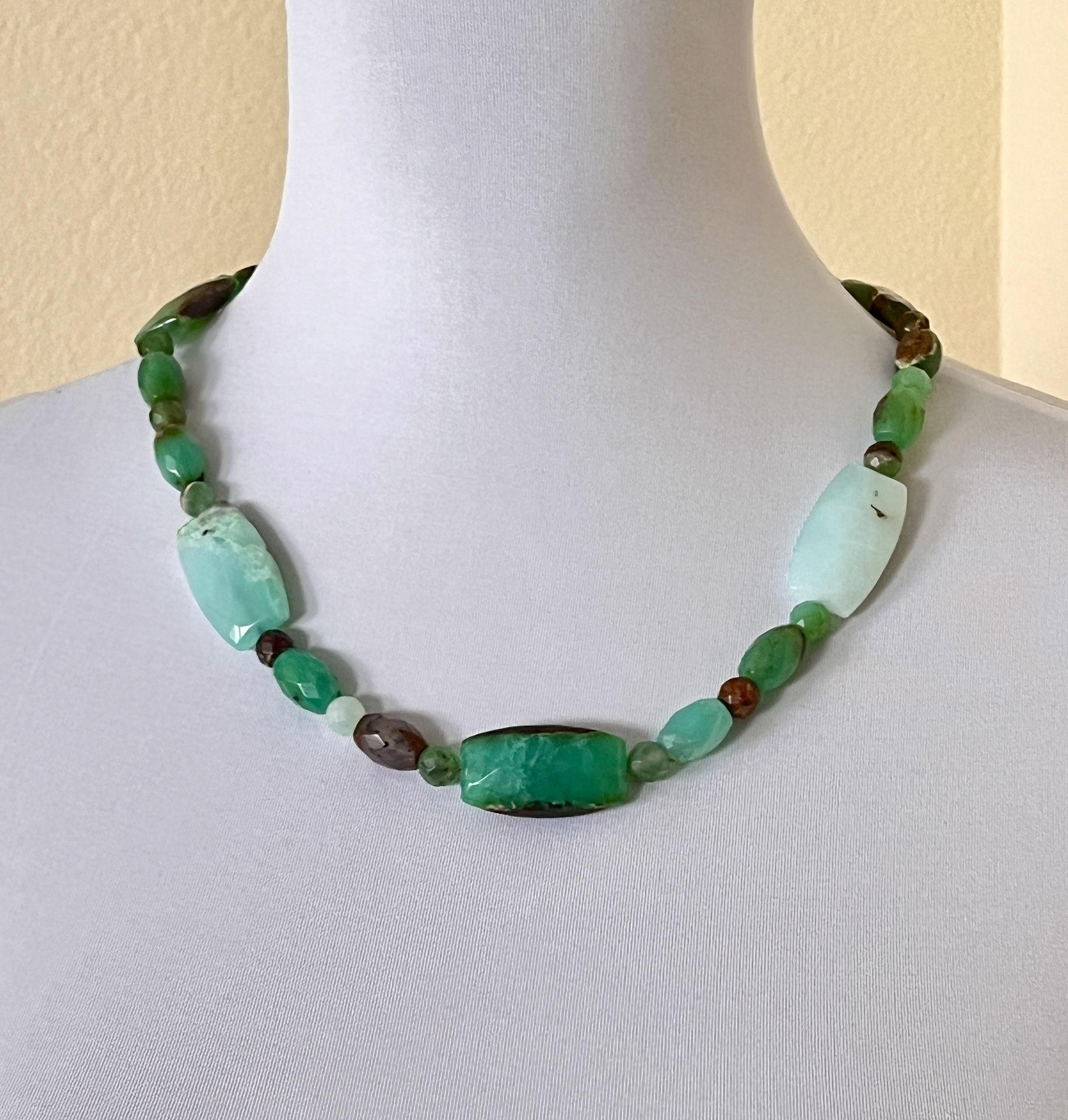 NEW JAY KING Mine Finds DTR Multicolor Green Chrysoprase Gemstone Necklace 19-23”