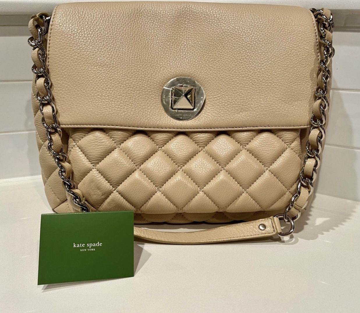 NWT Gorgeous! Kate Spade Leather Quilted Chain-Link Large Bag!