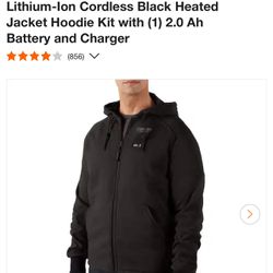 Milwaukee Men's 2X-Large M12 12-Volt Lithium-Ion Cordless Black Heated Jacket Hoodie Kit with (1) 2.0 Ah Battery and Charger