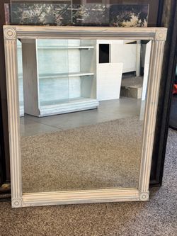 CUTE HEAVY VINTAGE WOOD MIRROR $20