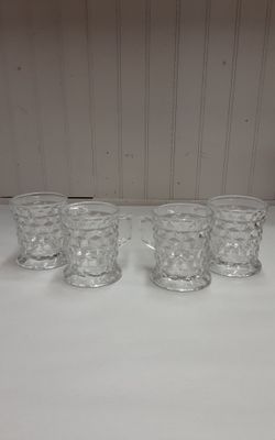 Set of 4 1(contact info removed) American Fostoria Pattern Tom & Jerry Mugs- Located in Shelton