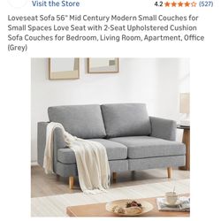 Loveseat Sofa 56" Mid Century Modern