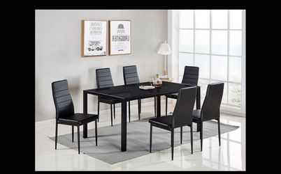 New dining room table and chairs, including free delivery order here pay upon arrival