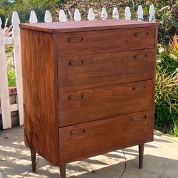 Vintage Mid Century Modern Walnut Tallboy Dresser