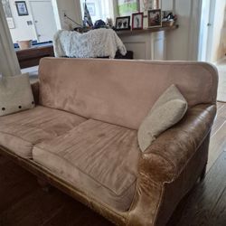 Leather And Microfiber Couch For Sale 