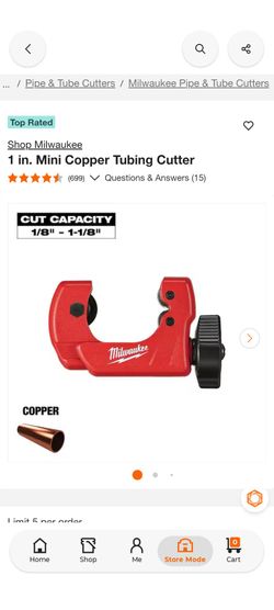 Milwaukee
1 in. Mini Copper Tubing Cutter